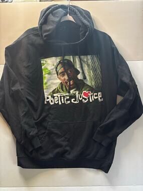 Poetic Justice Tupac Shakur Hoodie Black Size Medium – Graphic Hip Hop